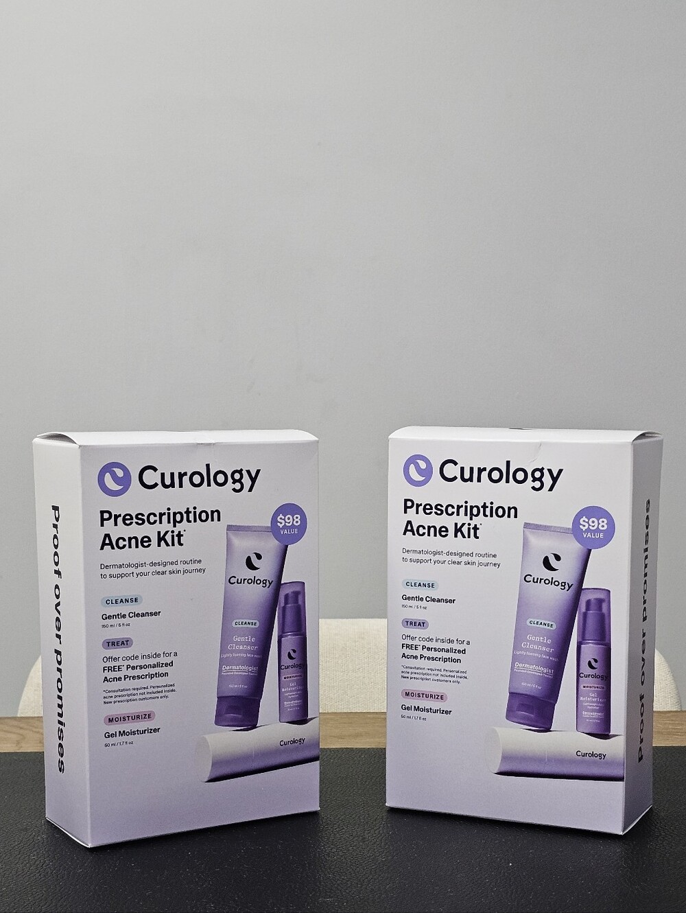 Lot of 2 Curology Acne Kit Gentle Cleanser + Gel Moisturizer NIB